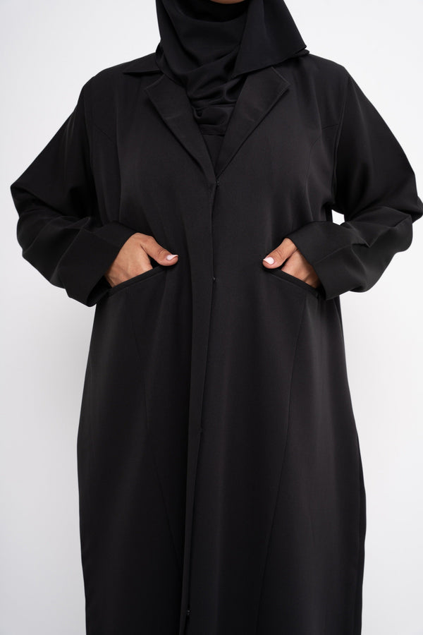 Elegant black blazer abaya styled for every occasion - CO-VRD modest fashion