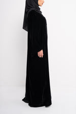 Velvet Abaya in Black - Back View | CO-VRD