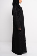 Lace Abaya in black - Back View | CO-VRD