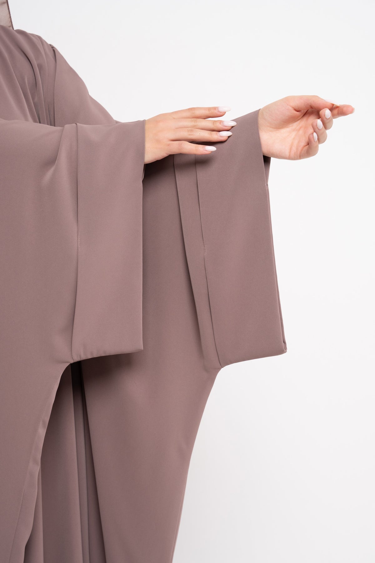 Butterfly zip Abaya in Taupe - View 5 | CO-VRD