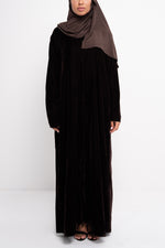 Velvet Abaya in Dark Chocolate - Side View | CO-VRD