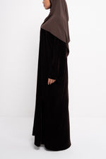 Velvet Abaya in Dark Chocolate - Back View | CO-VRD