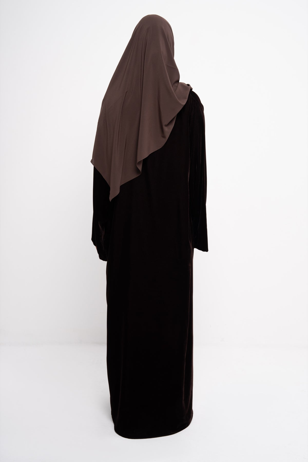 Velvet Abaya in Dark Chocolate - Detail View | CO-VRD