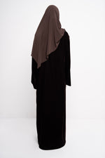 Velvet Abaya in Dark Chocolate - Detail View | CO-VRD
