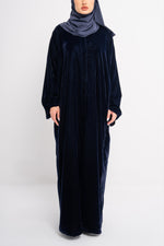 Velvet Abaya in Midnight Blue - Side View | CO-VRD