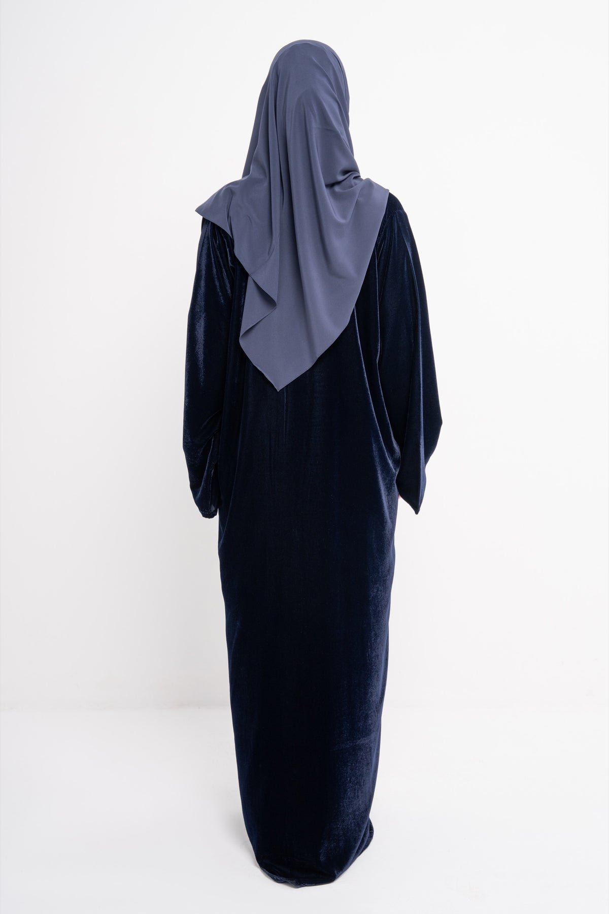 Velvet Abaya in Midnight Blue - Detail View | CO-VRD