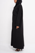Blazer Abaya in Black - Detail View | CO-VRD