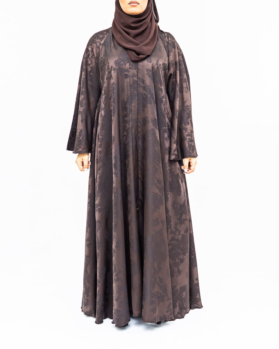 Brown Flare Abaya and Hijab - Limited Edition - alternate view