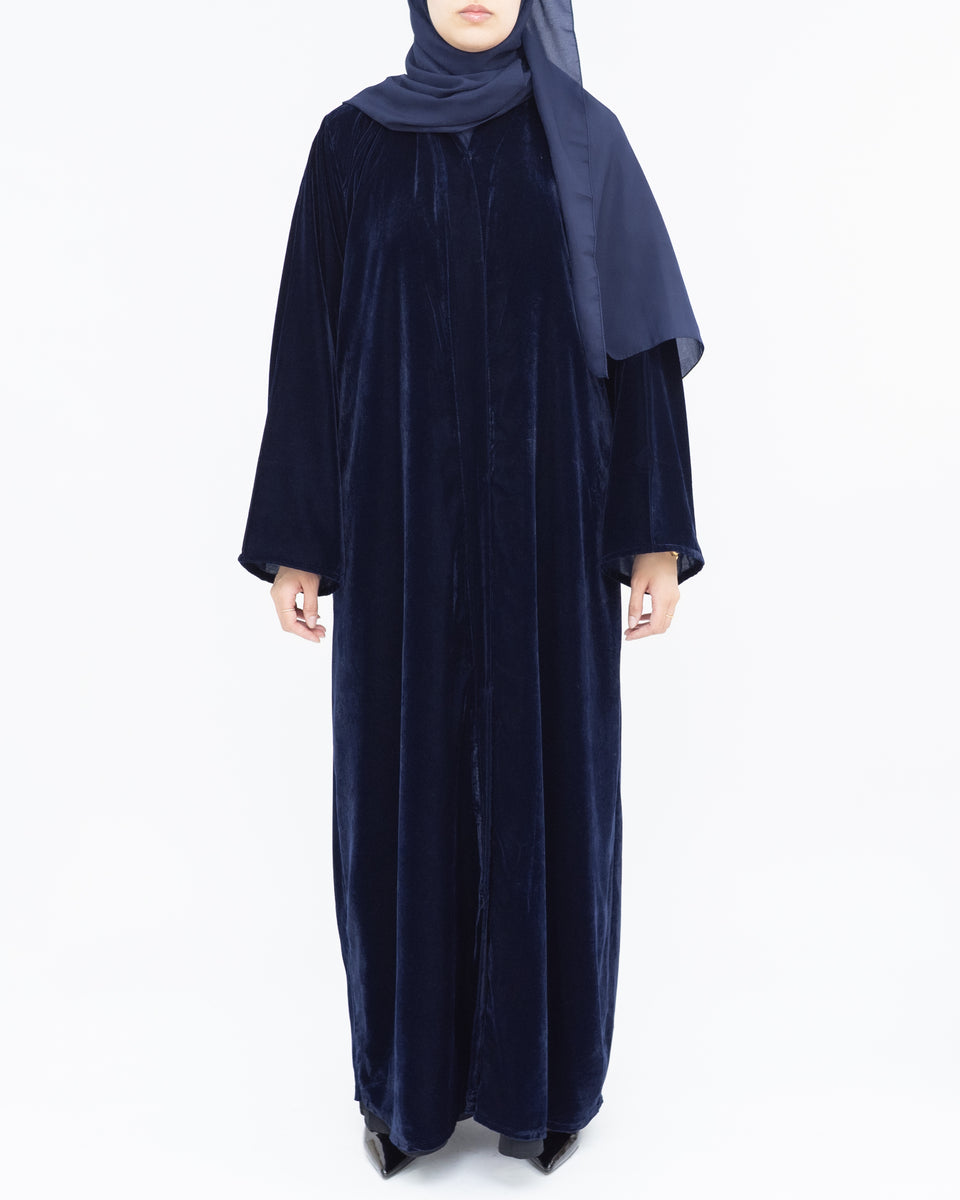 Midnight Blue Velvet Abaya - Premium Ramadan Abaya | CO-VRD - alternate view