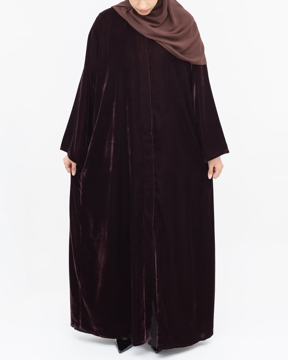 Dark Chocolate Velvet Abaya - Ramadan Collection 2026 | CO-VRD - alternate view