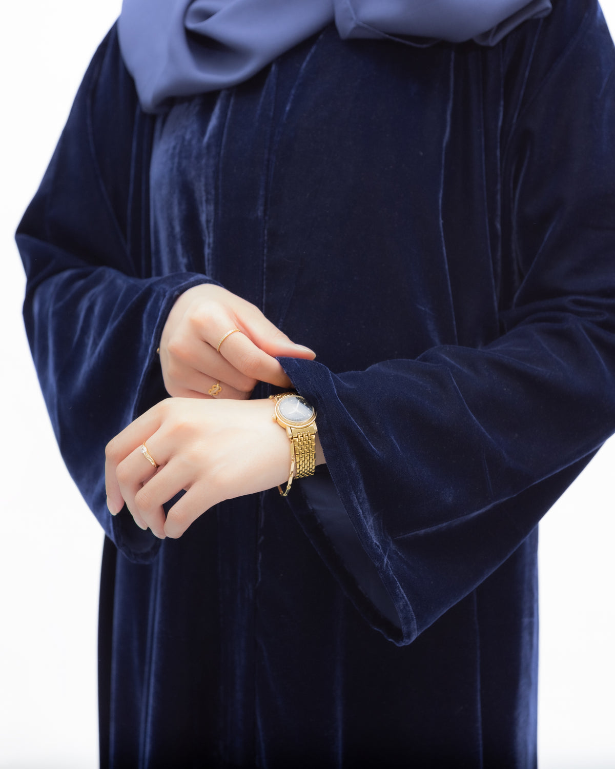 Midnight Blue Velvet Abaya - Premium Ramadan Abaya | CO-VRD