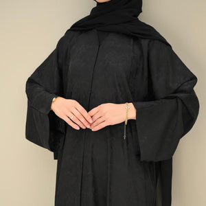 Black Floral Abaya & Hijab - CO - VRD