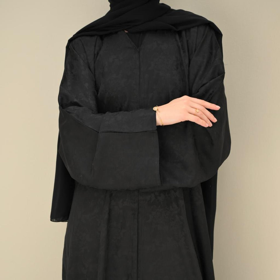 Black Floral Abaya & Hijab - CO - VRD - alternate view