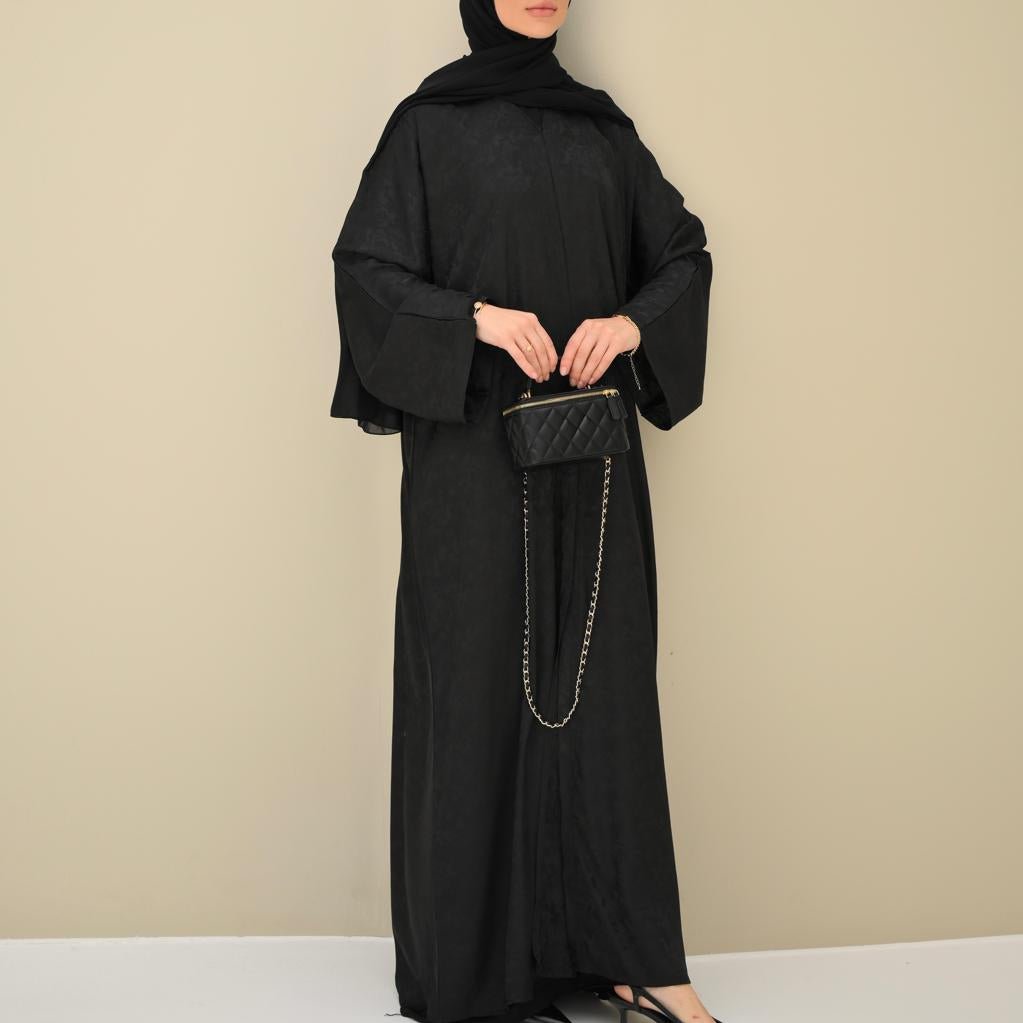 Black Floral Abaya & Hijab - CO - VRD