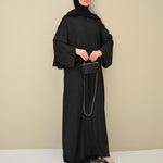 Black Floral Abaya & Hijab - CO - VRD