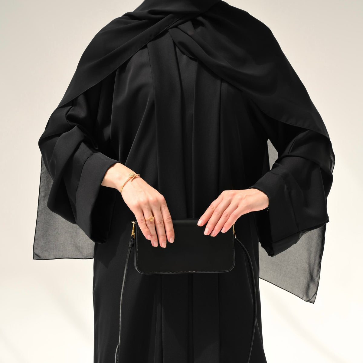 Black Flow Abaya - with Inner - Dress & Hijab - CO - VRD