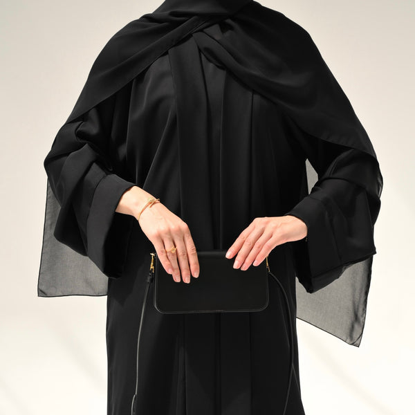 Black Flow Abaya - with Inner - Dress & Hijab - CO - VRD