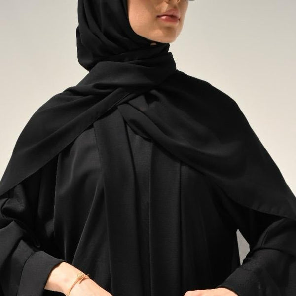 Black Flow Abaya - with Inner - Dress & Hijab - CO - VRD