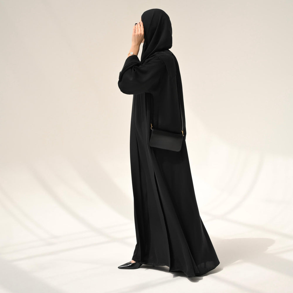 Black Flow Abaya - with Inner - Dress & Hijab - CO - VRD