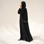 Black Flow Abaya - with Inner-Dress & Hijab - elegant modest designer abaya - CO-VRD