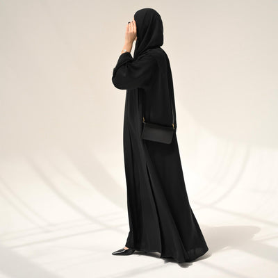 Black Flow Abaya - with Inner-Dress & Hijab