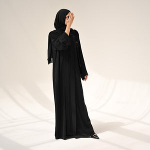 Black Flow Abaya - with Inner - Dress & Hijab - CO - VRD