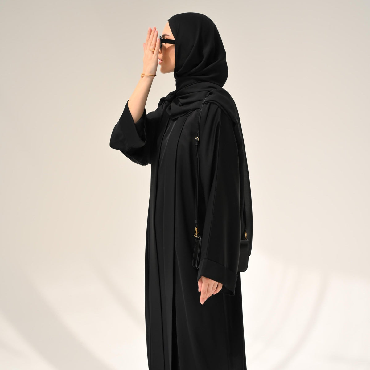 Black Flow Abaya - with Inner - Dress & Hijab - CO - VRD