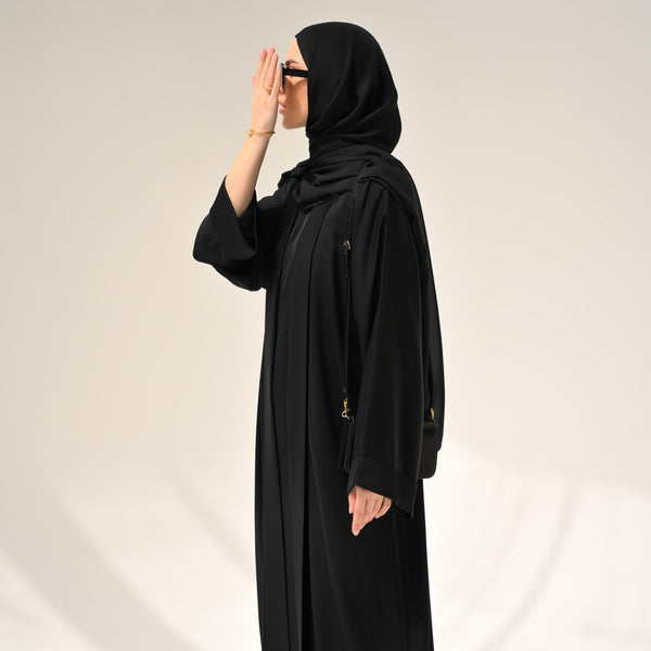 Black Flow Abaya - with Inner - Dress & Hijab - CO - VRD