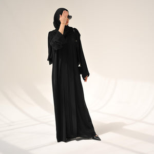 Black Flow Abaya - with Inner - Dress & Hijab - CO - VRD