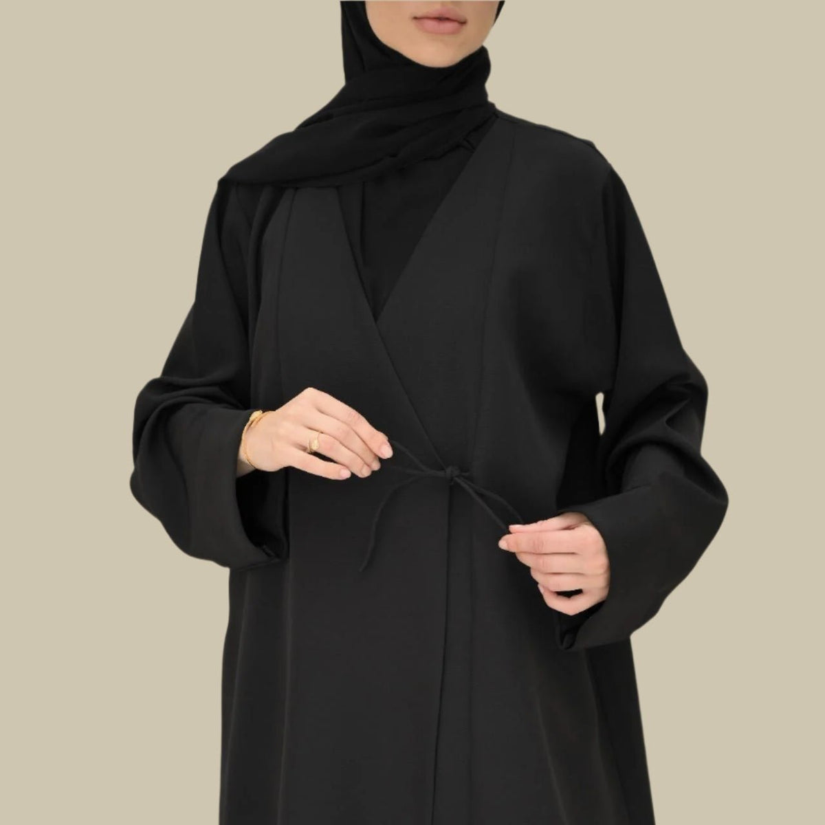 Black Tie Abaya & Hijab - elegant modest designer abaya - CO-VRD