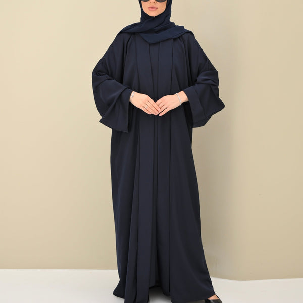 Blue Flow Abaya - with Inner - Dress & Hijab - CO - VRD