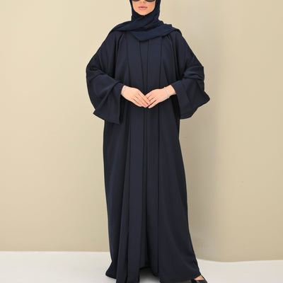 Blue Flow Abaya - with Inner-Dress & Hijab