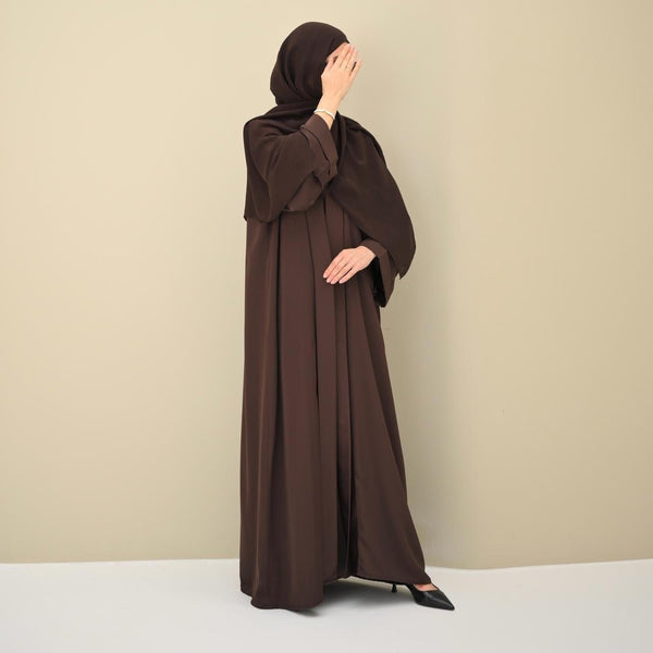 Brown Flow Abaya - With Inner - Dress & Hijab - CO - VRD