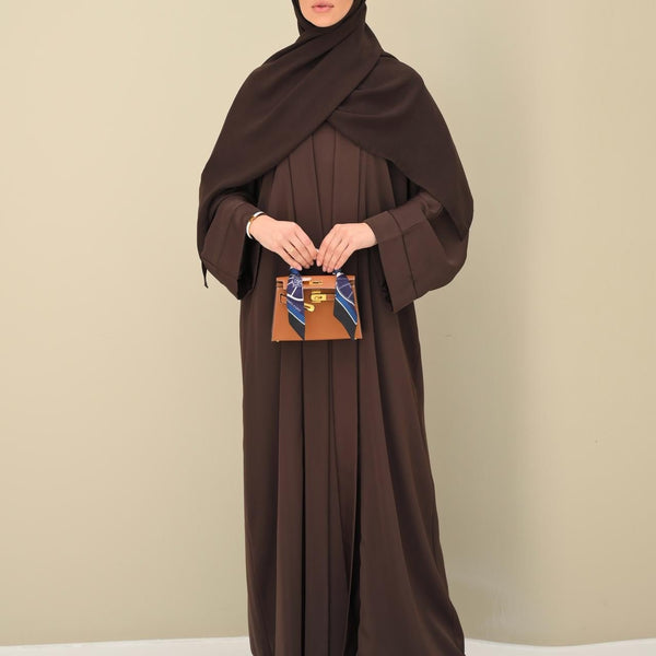 Brown Flow Abaya - With Inner - Dress & Hijab - CO - VRD