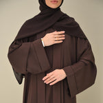 Brown Flow Abaya - With Inner-Dress & Hijab - elegant modest designer abaya - CO-VRD