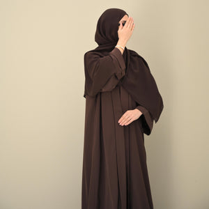 Brown Flow Abaya - With Inner - Dress & Hijab - CO - VRD