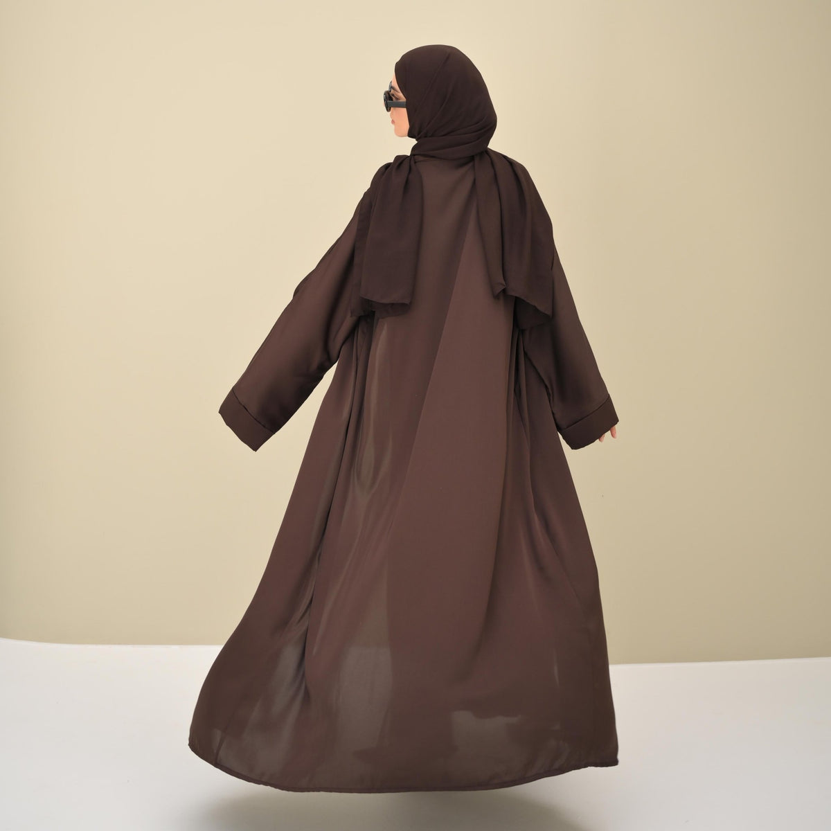 Brown Flow Abaya - With Inner - Dress & Hijab - CO - VRD