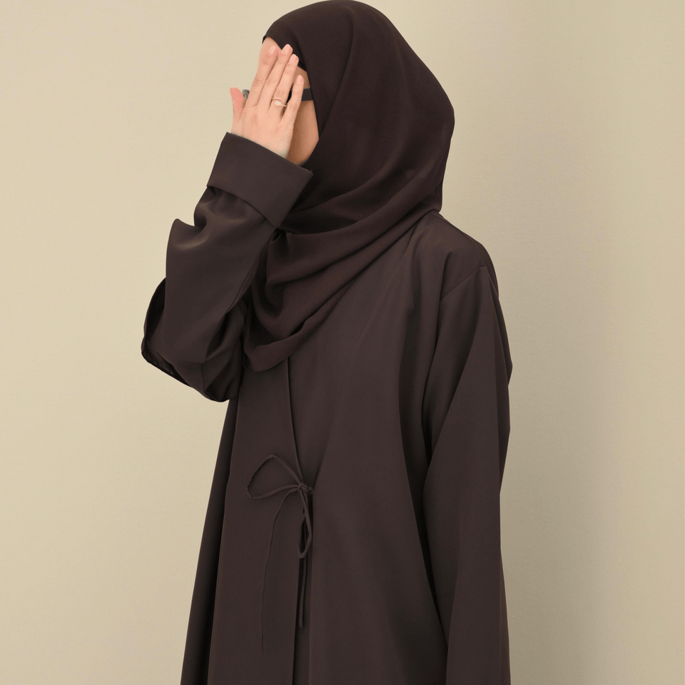Brown Tie Abaya & Hijab - CO - VRD - alternate view