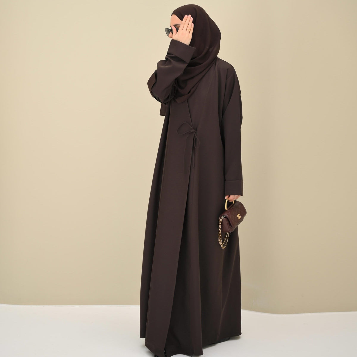 Brown Tie Abaya & Hijab - CO - VRD