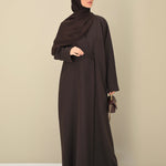 Brown Tie Abaya & Hijab - elegant modest designer abaya - CO-VRD