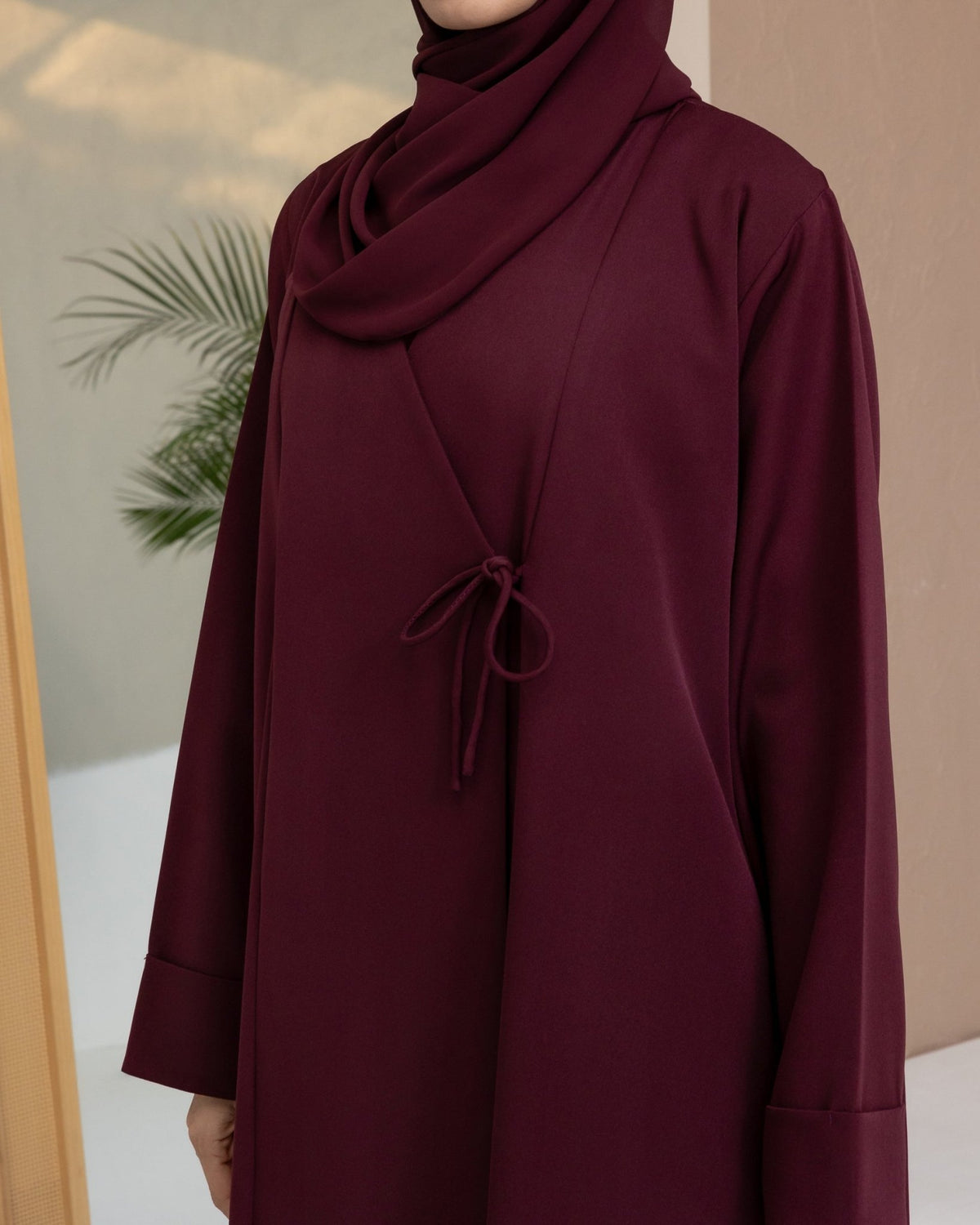 Burgundy Tie Abaya and Hijab - CO - VRD