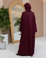 Burgundy Tie Abaya and Hijab - CO - VRD