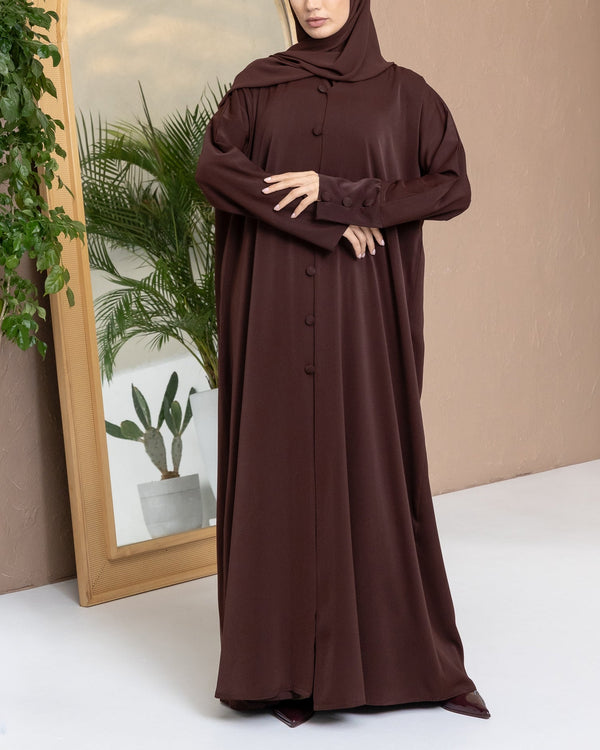 Button - Detail Abaya in Brown and Hijab - CO - VRD