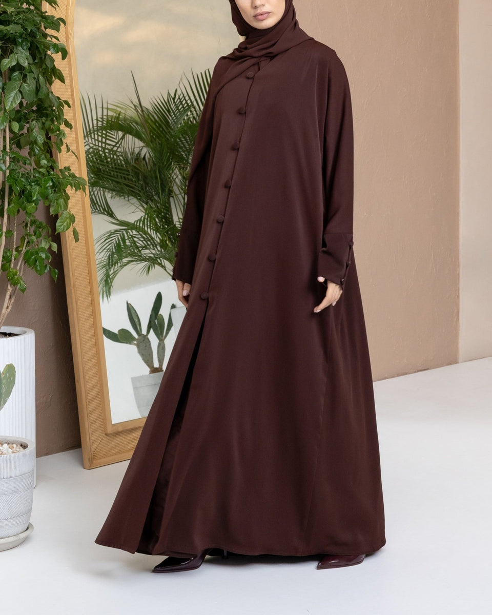 Button - Detail Abaya in Brown and Hijab - CO - VRD - alternate view