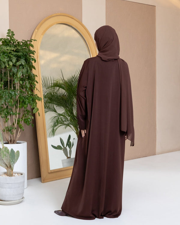 Button - Detail Abaya in Brown and Hijab - CO - VRD