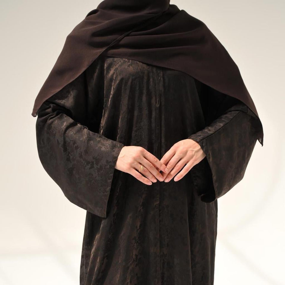 Espresso Floral Abaya & Hijab - CO - VRD - alternate view