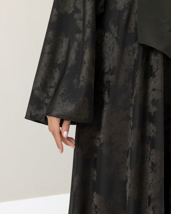 Olive Flare Abaya and Hijab - CO - VRD
