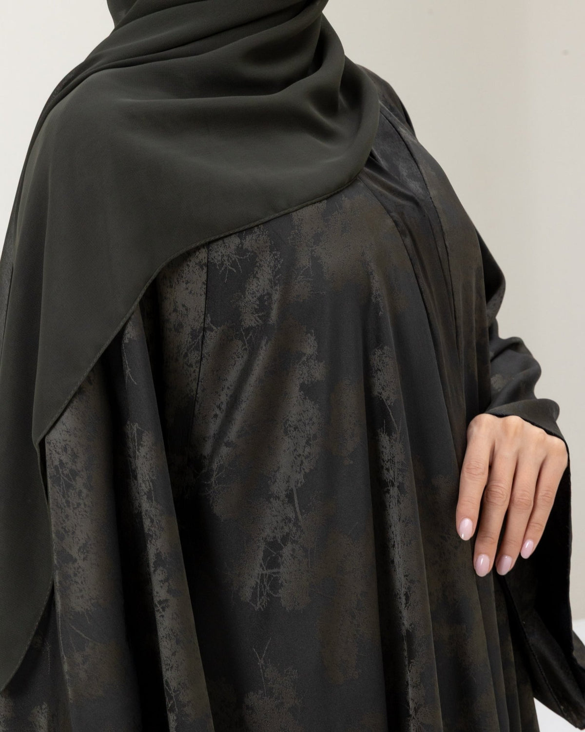 Olive Flare Abaya and Hijab - CO - VRD