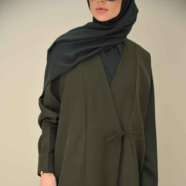 Olive Tie Abaya & Hijab - CO - VRD