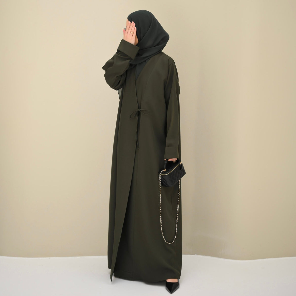 Olive Tie Abaya & Hijab - CO - VRD
